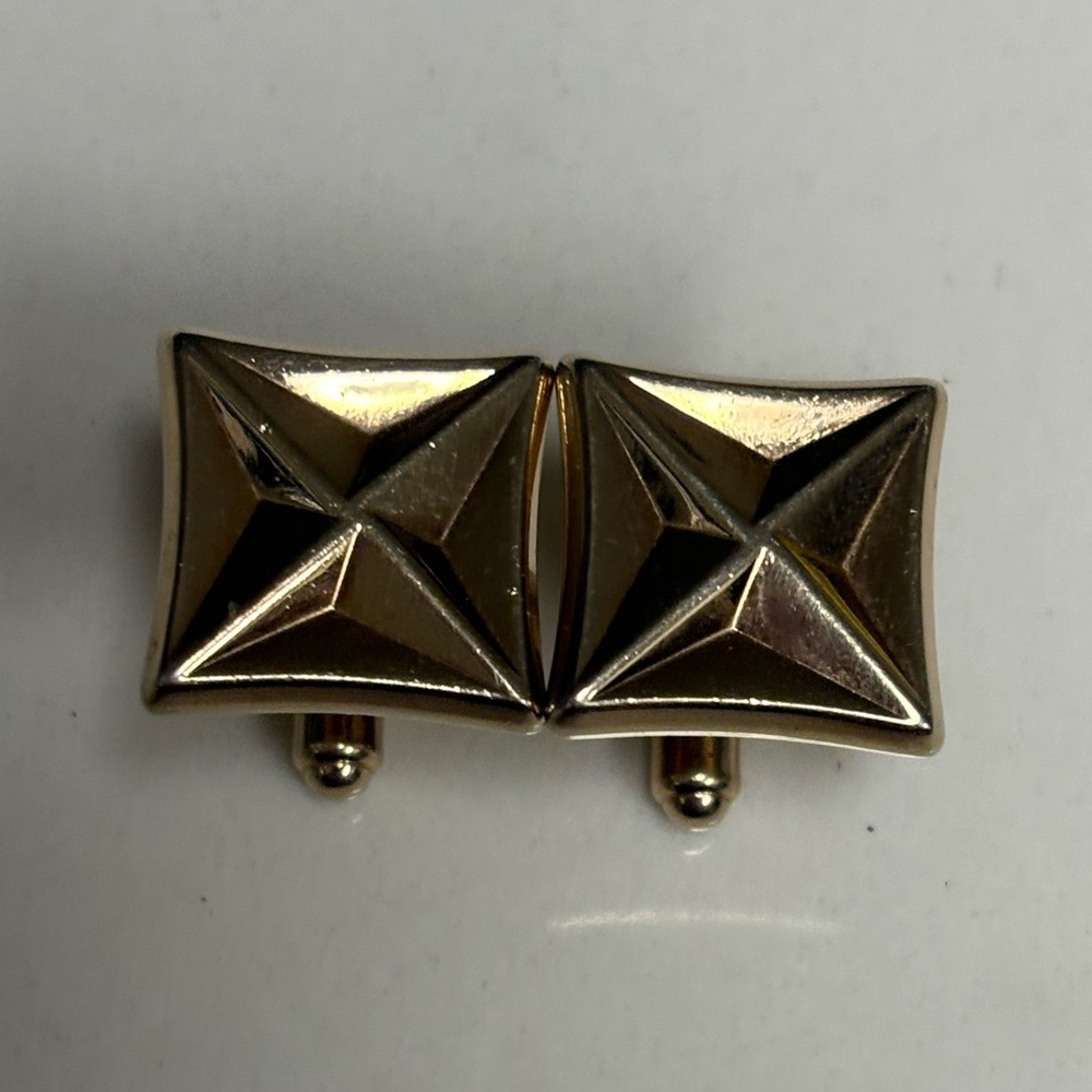 Vintage Geometric Gold-tone Cufflinks